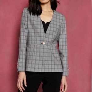 Ted Baker London Gray Check Blazer with Pink Floral Lining